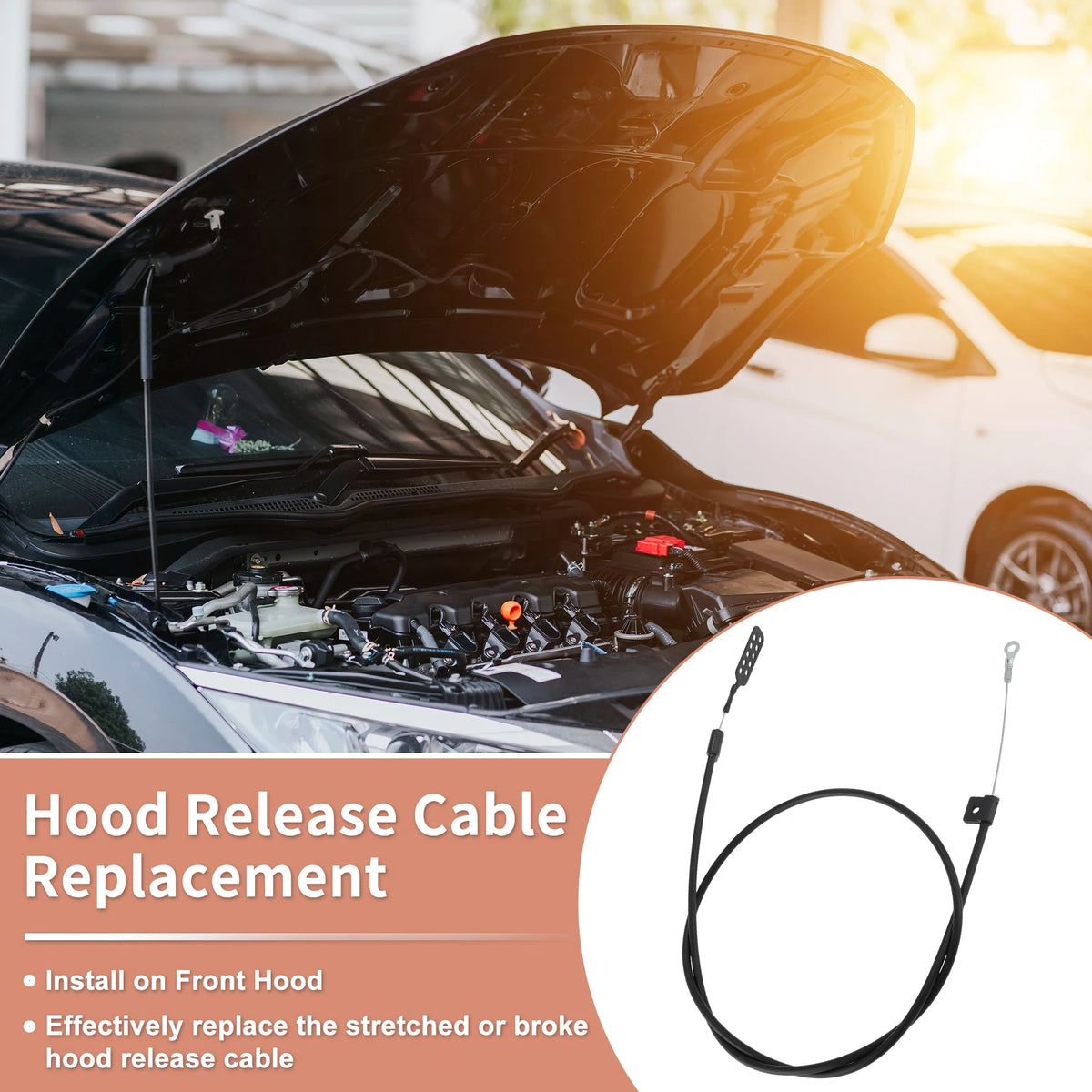 UXCELL No.41787 Hood Release Lateral Cable Latch to Latch for Chevy Corvette C3 1978-82