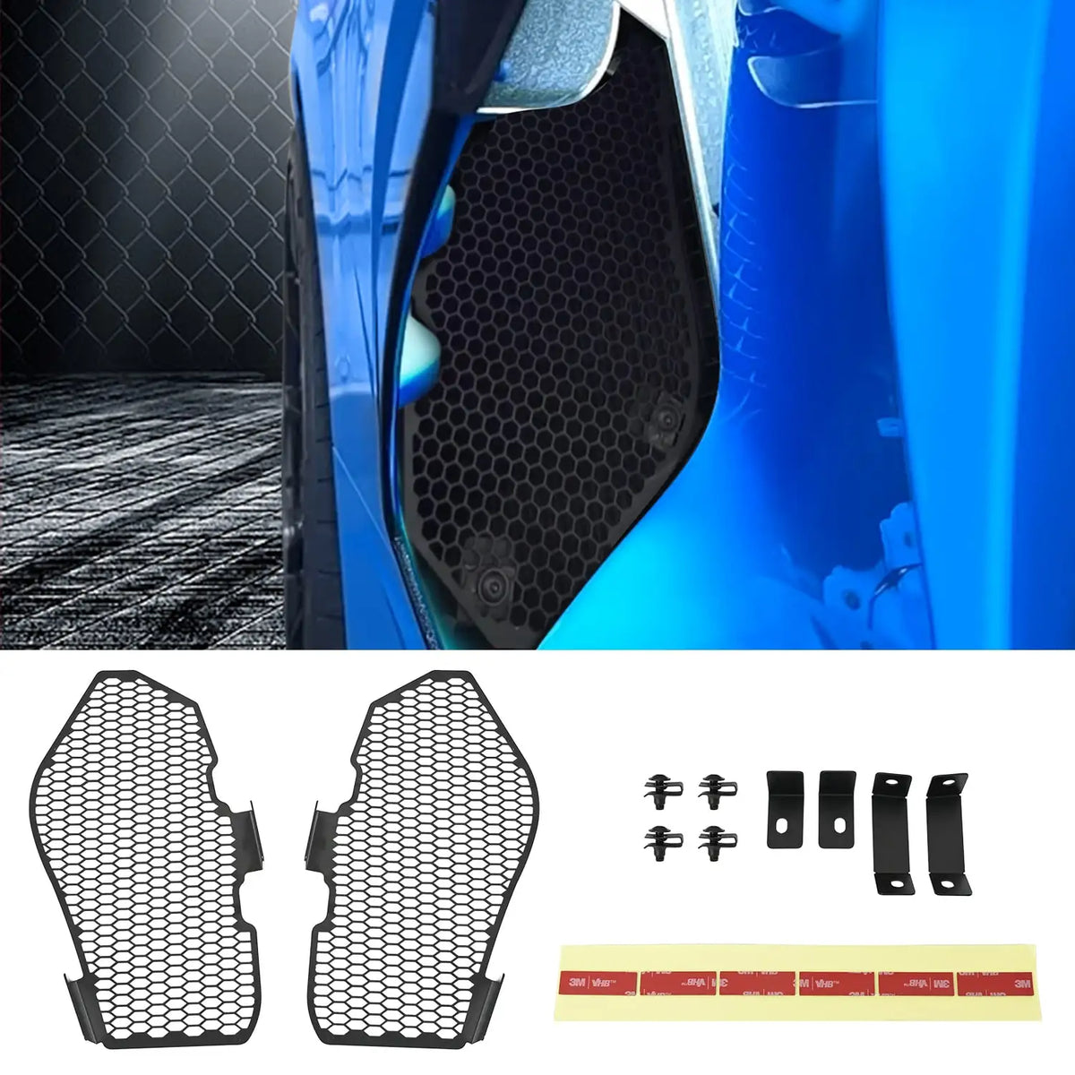 1 Pair For Corvette C8 2020 2021 2022 2023 Side Intake Mesh Grille Insert Black Aluminum Radiator Insert Intake Guards Accessory