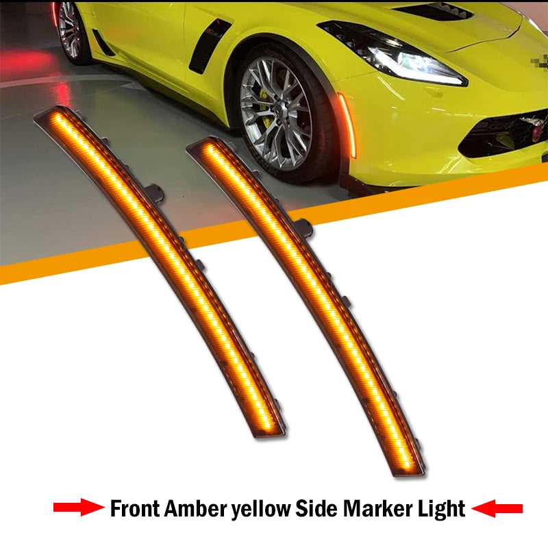 C7 Corvette Smoked LED Side Markers - Front Amber / Rear Red (2014-2019) - 4PC Set