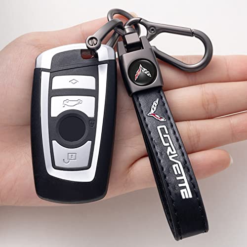 Genuine Leather Car Keychain Key Chain for Men and Women Family Present Key Ring Accessories(Black)