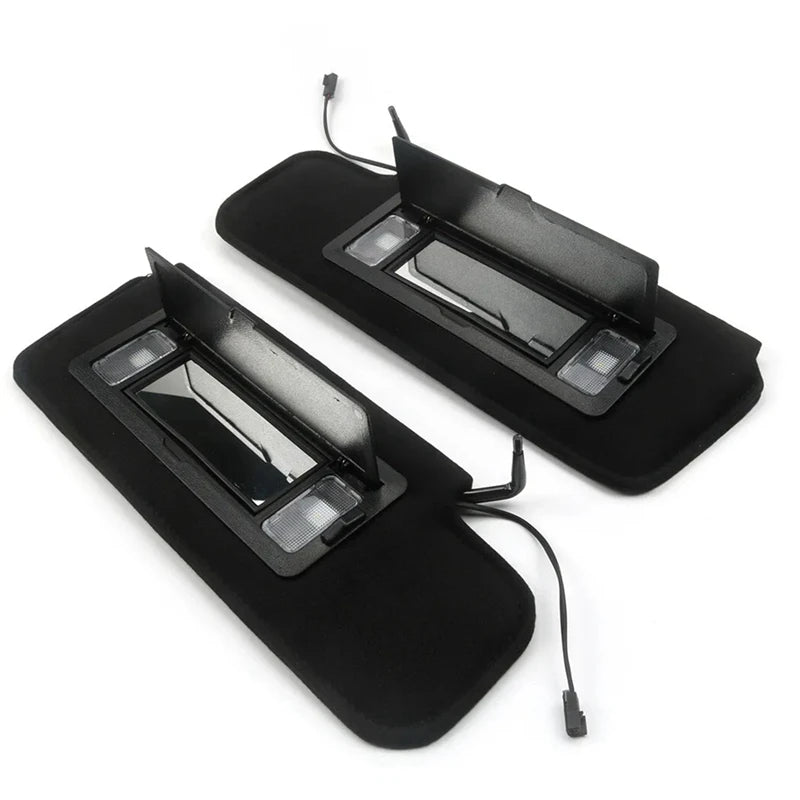 C4 Corvette Sun Visors with LED Vanity Mirrors - Pair, Black (1984-1996) - Direct Replacement