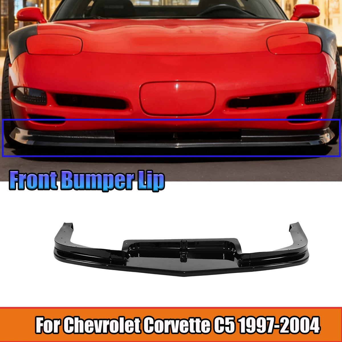 C5 Corvette Front Bumper Lip Splitter - Matte / Gloss Black / Carbon Look (1997-2004)
