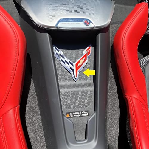 C8 Corvette Waterfall Wireless Phone Charging Bay Crossed Flag Emblem Decal - 4.5" x 4.5" Logo USA Made for 2020-2026 Corvettes (Chrome)