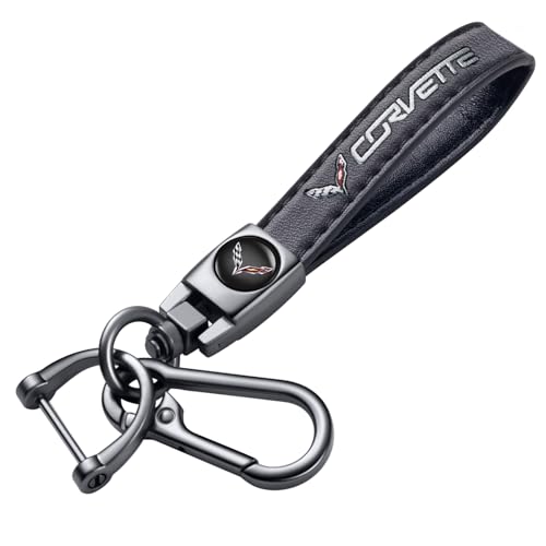 Genuine Leather Car Keychain Key Chain for Men and Women Family Present Key Ring Accessories(Black)