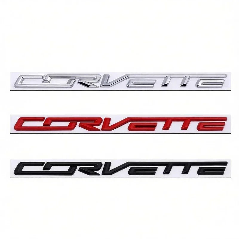 For Chevrolet Corvette Logo Tail Badge Metal Modified English Letter Label 3D Sticker 27.8x1.8cm Auto Rear Emblem Decoration