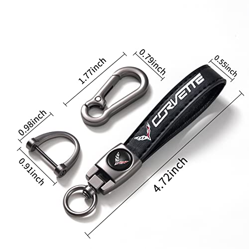 Genuine Leather Car Keychain Key Chain for Men and Women Family Present Key Ring Accessories(Black)
