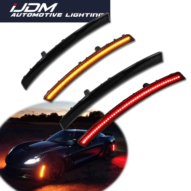 C7 Corvette Smoked LED Side Markers - Front Amber / Rear Red (2014-2019) - 4PC Set