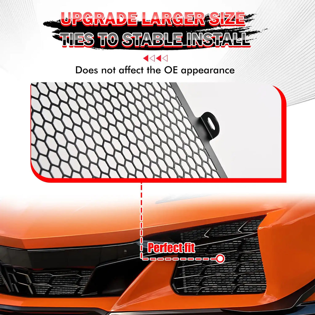 3pcs Radiators Grille with Accessories Front Intake Grille Guard Screens Protective for Corvette C8 Z06 E-RAY 2023 2024 2025