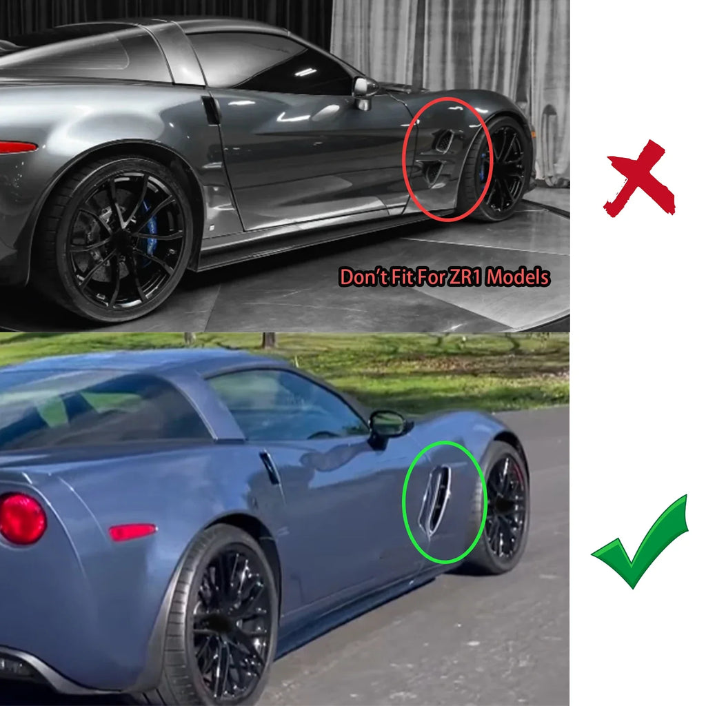 For Chevrolet Corvette C6 Z06/ Grand Sport 2005-2013 Front Side Fender Vent Matte Black Carbon Fiber Painted Car Accessories