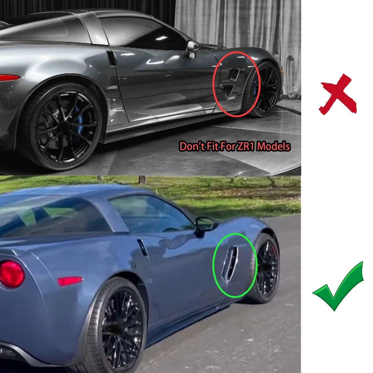 For Chevrolet Corvette C6 Z06/ Grand Sport 2005-2013 Front Side Fender Vent Matte Black Carbon Fiber Painted Car Accessories