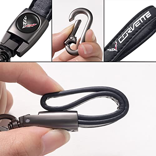 Genuine Leather Car Keychain Key Chain for Men and Women Family Present Key Ring Accessories(Black)