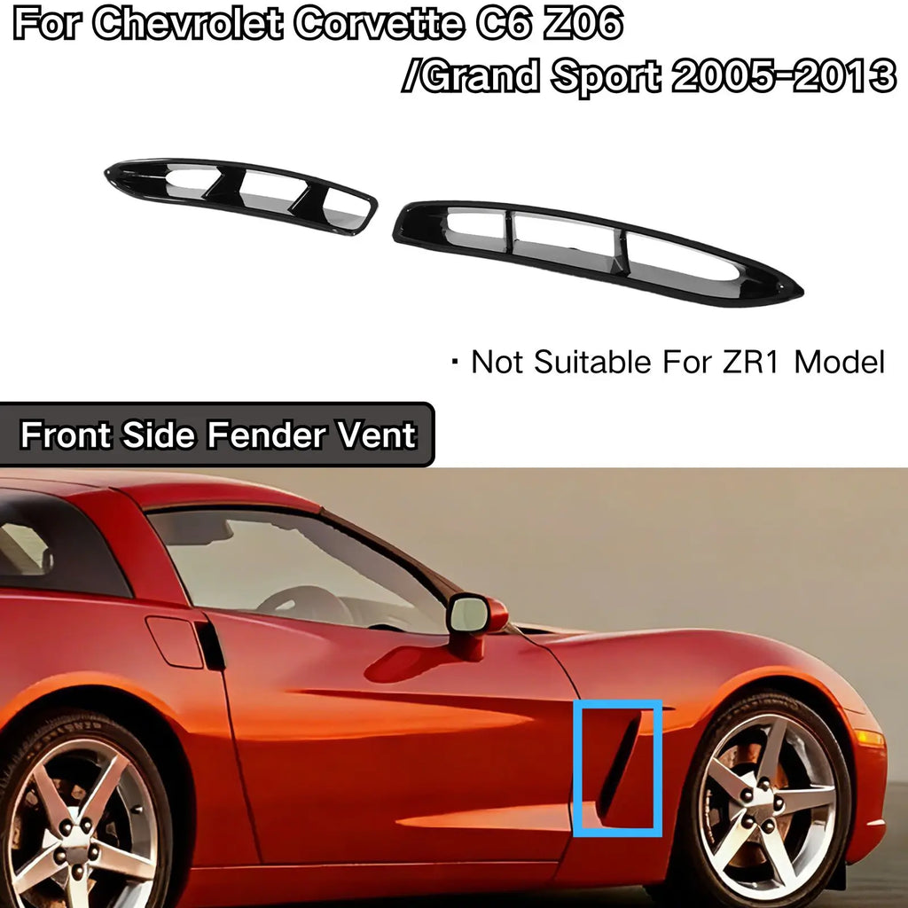 For Chevrolet Corvette C6 Z06/ Grand Sport 2005-2013 Front Side Fender Vent Matte Black Carbon Fiber Painted Car Accessories