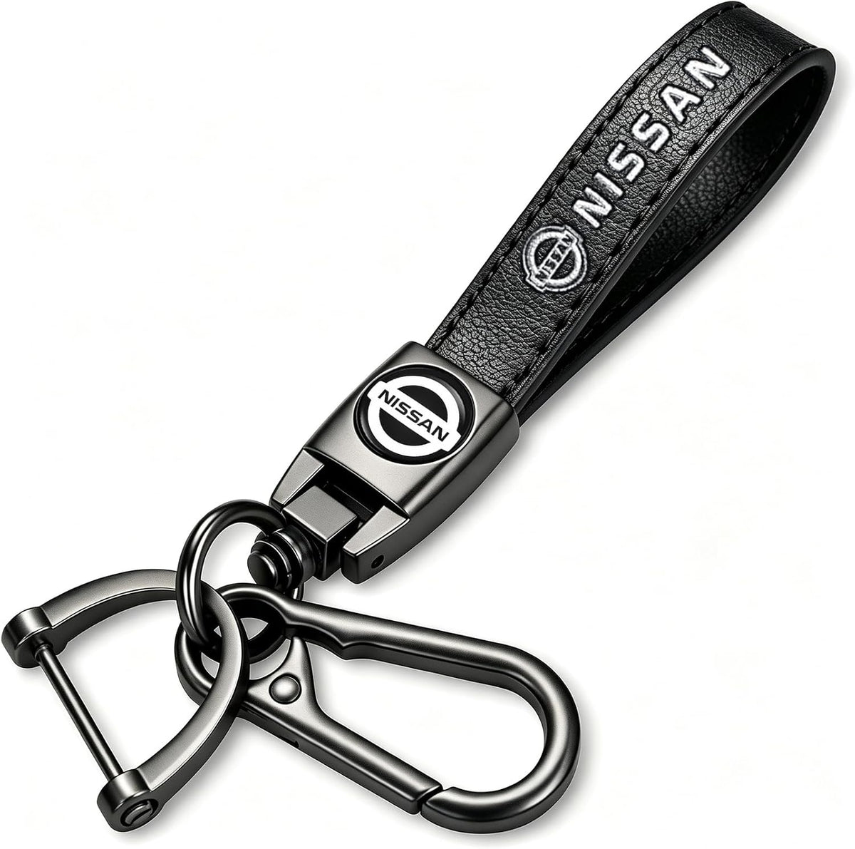 Genuine Leather Car Keychain Key Chain for Men and Women Family Present Key Ring Accessories(Black)