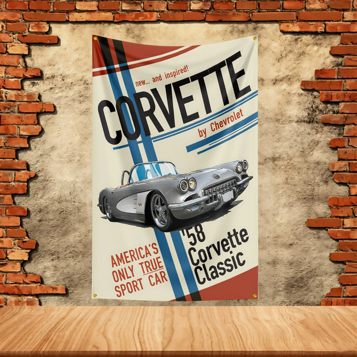 Car Flag 3x5ft for C-Cor-vettes Fans Banner Custom any Image Garage Bedroom Living Room Dorm Wall Hanging Decor Tapestry