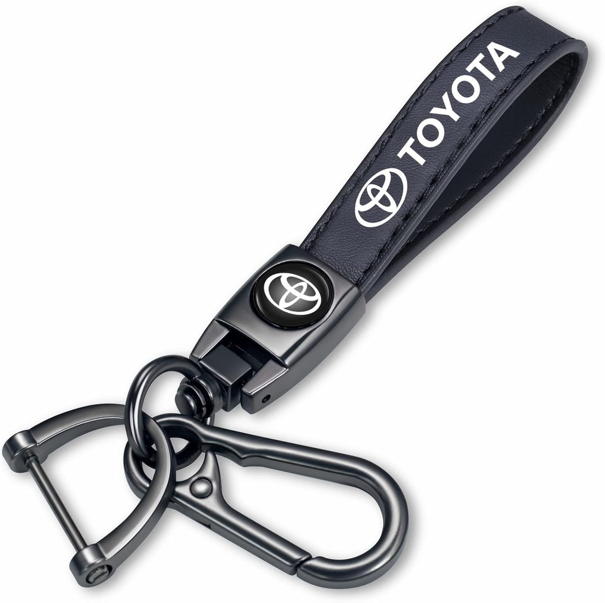 Genuine Leather Car Keychain Key Chain for Men and Women Family Present Key Ring Accessories(Black)