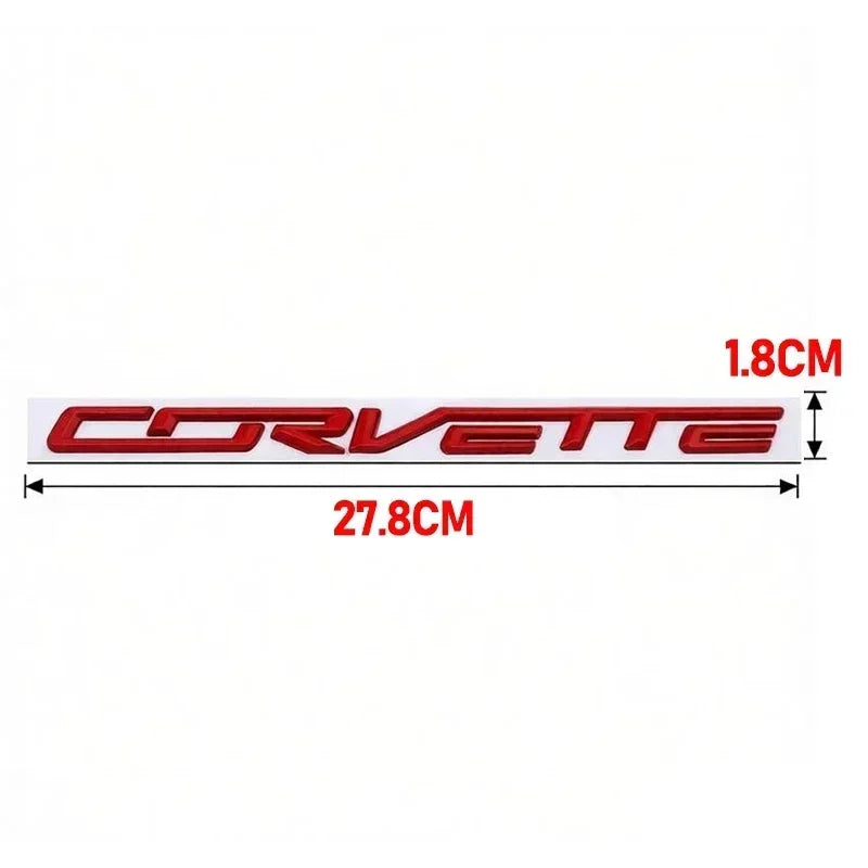 For Chevrolet Corvette Logo Tail Badge Metal Modified English Letter Label 3D Sticker 27.8x1.8cm Auto Rear Emblem Decoration