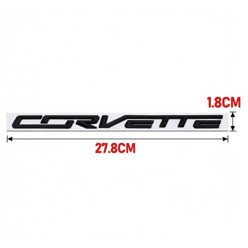 For Chevrolet Corvette Logo Tail Badge Metal Modified English Letter Label 3D Sticker 27.8x1.8cm Auto Rear Emblem Decoration